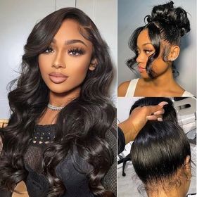 360 Lace Front Human Hair Wig, Body Wave Wig Natural Color, 150 Percent Density (Option: 12 inches)