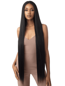 Self-pickup 36 Inch Length Yaki Straight Lace Front Synthetic Wig Middle Parting HD Clear Glueless Lace Wig Heat Resistant Fiber Pre-Plucked Hair (Option: LY2041)