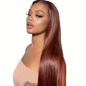 13x4 HD Lace Frontal Human Hair Wig, Straight Hair Reddish Brown Color, 150 Density (Option: 16 inch)